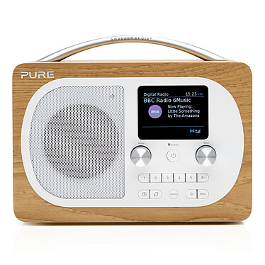 Pure Evoke H4 Chêne Radio-réveil mono 10 Watts - FM/DAB+ - Bluetooth 4.1 - Ecran LCD 2.8" - Sortie casque - Entrée AUX