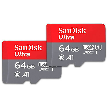 SanDisk Ultra microSD UHS-I U1 64 Go + Adaptateur SD (SDSQUA4-064G-GN6MT)