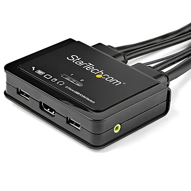 Conmutador KVM StarTech.com de 2 puertos HDMI 4K 60Hz con hub USB 2.0 de 2 puertos