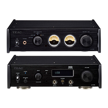 Teac AX-505 Noir + UD-505 Noir Amplificateur intégré audiophile - 2 x 115 Watts - Entrées XLR/RCA - Ampli casque + DAC audio USB Hi-Res Audio - PCM 32 bits/768 kHz - DSD512 - Bluetooth aptX HD / LDAC - Ampli casque