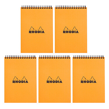 Rhodia Bloc Notepad Orange Spirale 14.8 x 21 cm quadrillé 5 x 5 160 pages (x5)