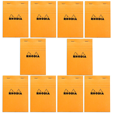 Rhodia Bloc N°13 Orange stapled on letterhead 10.5 x 14.8 cm small squares 5 x 5 mm 80 pages (x10)