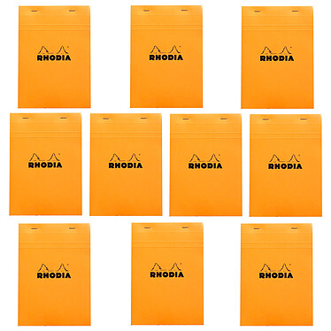 Rhodia Bloc N°16 Orange stapled on letterhead 14.8 x 21 cm squared 5 x 5 160 pages (x10)