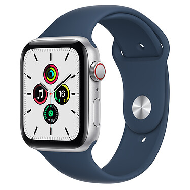 Apple Watch SE GPS + Cellular Silver Aluminium Bracelet Sport Bleu Abysse 44 mm