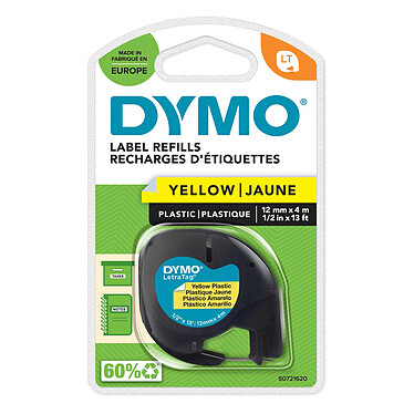 DYMO LetraTAG Ruban d'étiqueteuse Noir/Jaune Ruban 12 mm x 4 m noir sur jaune pour étiqueteuse LetraTAG