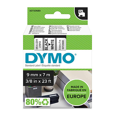 DYMO D1 Standard Tape - black/white 9 mm - 7 m