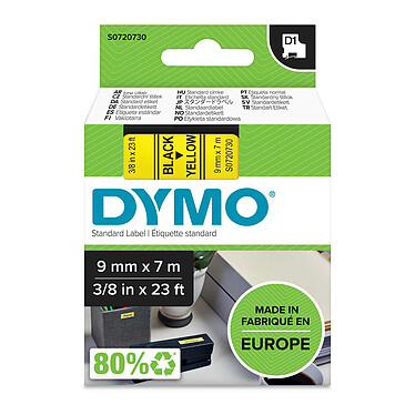 DYMO Ruban D1 Standard - noir sur jaune 9 mm x 7 m