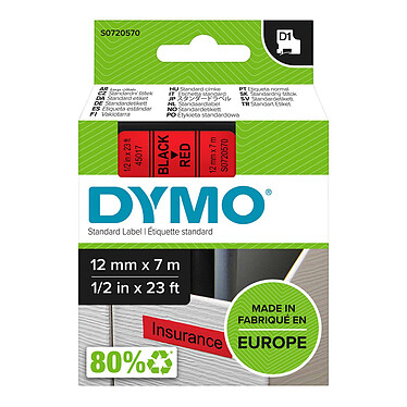 DYMO D1 Standard Tape - black/red 12 mm x 7 m