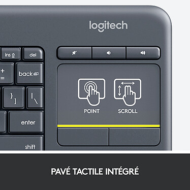 Logitech Wireless Touch Keyboard K400 Plus Noir pas cher