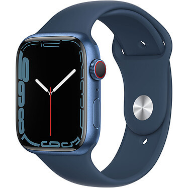 Apple Watch Series 7 GPS + Cellular Aluminium Abyss Blue Sport Band 45 mm · Reconditionné Montre connectée 4G - Aluminium - Étanche - GPS - Cardiofréquencemètre - Écran OLED Retina Always On - Wi-Fi 4 / Bluetooth 5.0 - watchOS 8 - Bracelet  45 mm