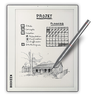 Bookeen Notéa V2 Bloc-notes connecté - Ecran tactile E-Ink 10.3" avec éclairage - Portrait/Paysage - 32 Go - Android 8.1 - Wi-Fi/Bluetooth 4.2 - USB-C - Stylet inclus