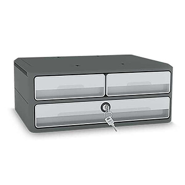 CEP MooVup Secure Module 2 petits tiroirs + 1 grands tiroirs avec serrure (Gris)