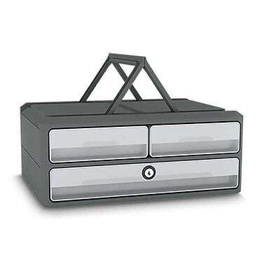  CEP MooVup Secure Module 2 petits tiroirs + 1 grands tiroirs avec serrure (Gris)
