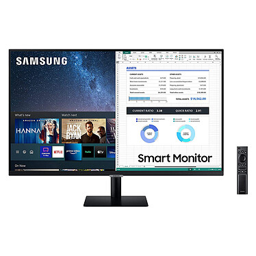 Monitor LED Smart M5 de 31,5" Samsung S32AM500NR 1920 x 1080 píxeles - 8 ms (gris a gris) - Formato 16:9 - Panel VA - HDR10 - Wi-Fi/Bluetooth/AirPlay - Tizen OS - HDMI/USB - Mando a distancia - Negro
