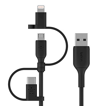 Comprar Cable Belkin USB-A a USB-C y Lightning o micro-USB (negro) - 1m
