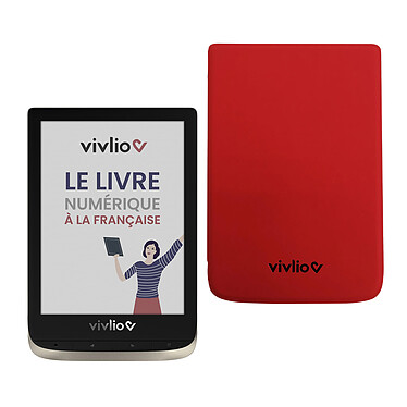 Vivlio Color + Pack d'eBooks OFFERT + Housse Rouge Liseuse eBook Wi-Fi - Écran tactile HD couleur 6" - 16 Go - Batterie 1900 mAh - Pack eBooks offert + Housse de protection