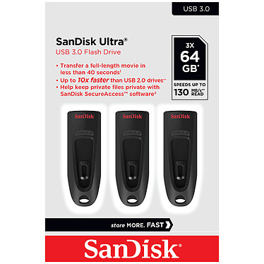 SanDisk Ultra USB 3.0 64GB (3-Pack) - USB flash drive - LDLC 3-year  warranty