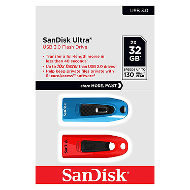Opiniones sobre SanDisk Ultra USB 3.0 32 GB Azul/Rojo (paquete de 2)