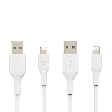 Pack de 2 cables USB-A a Lightning MFI (blanco) - 1m
