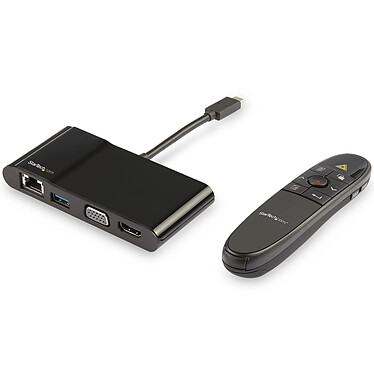 StarTech.com Adaptateur multiport AV numérique USB-C avec télécommande vers HDMI, VGA et GbE