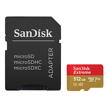 SanDisk Extreme microSDXC UHS-I U3 512 GB + adattatore SD