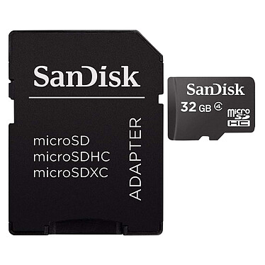 SanDisk Carte mémoire microSDHC 32 Go + Adaptateur SD