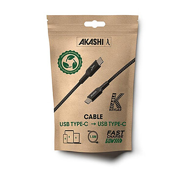 Akashi Câble Eco Kevlar USB-C vers USB-C Noir (1.5 m) pas cher