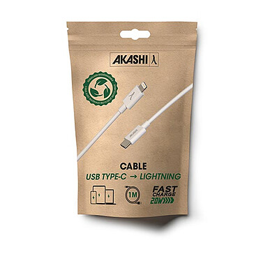 Akashi Câble Eco USB-C vers Lightning Blanc (1 m) pas cher