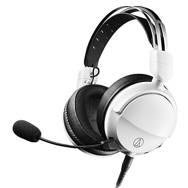 Audio-Technica ATH-GL3 Blanc Micro-casque filaire pour gamer - Circum-aural fermé - Microphone flexible et amovible - Jack 3.5 mm - PC / PS5 / Xbox Series