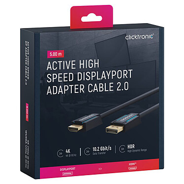 Clicktronic câble adaptateur actif DisplayPort / HDMI 2.0 (5 mètres) · Occasion pas cher