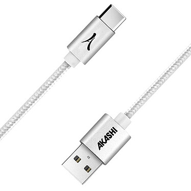 Cable USB-C Akashi de aluminio y trenzado (blanco)