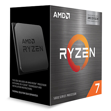AMD Ryzen 7 5800X3D (3.4 GHz / 4.5 GHz) Processeur 8-Core 16-Threads socket AM4 AMD 3D V-Cache 100 Mo 7 nm TDP 105W (version boîte sans ventilateur - garantie constructeur 3 ans)