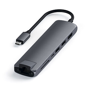 Hub Multipuerto USB-C Satechi Slim 7 en 1 - Gris
