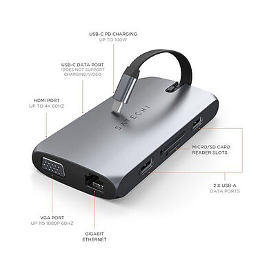 cheap Satechi USB-C On-the-Go Multiport Hub - Grey