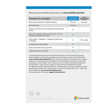 Avis Microsoft 365 Business Standard (Zone Euro - Français)