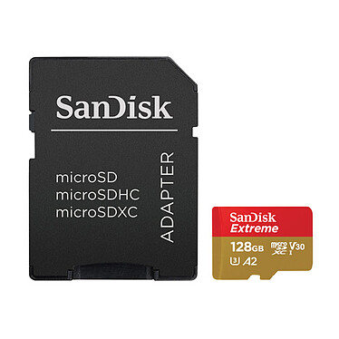 SanDisk Extreme microSDXC UHS-I U3 128 GB + Adattatore SD