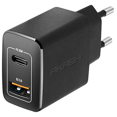 Akashi Chargeur Secteur 20W USB-A Quick Charge 3.0 Noir Chargeur secteur 20W Power Delivery USB-C + Quick Charge 3.0 USB-A
