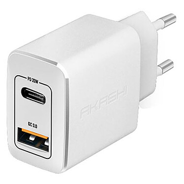 Akashi Chargeur Secteur 20W USB-A Quick Charge 3.0 Blanc Chargeur secteur 20W Power Delivery USB-C + Quick Charge 3.0 USB-A