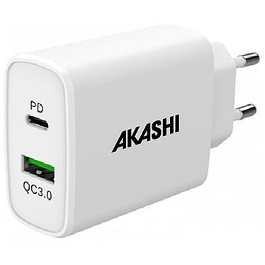 Cargador de red inteligente Akashi 38W Cargador de energía de 38W 1x USB-C Power Delivery + 1x USB-A Quick Charge 3.0