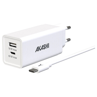 Akashi Chargeur Secteur 83W USB-C + USB-A Chargeur secteur USB-C 65W + USB-A 18W avec câble 100W