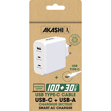 Akashi Chargeur Secteur 130W USB-C + USB-A pas cher