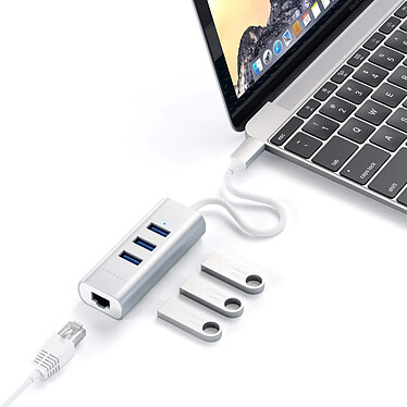 Hub USB-C 2-in-1 SATECHI con 3 porte USB 3.0 + Ethernet (argento) economico