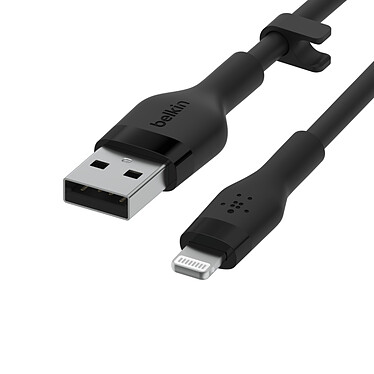 Cable Belkin Boost Charge Flex de silicona de USB-A a Lightning (negro) - 1m a bajo precio