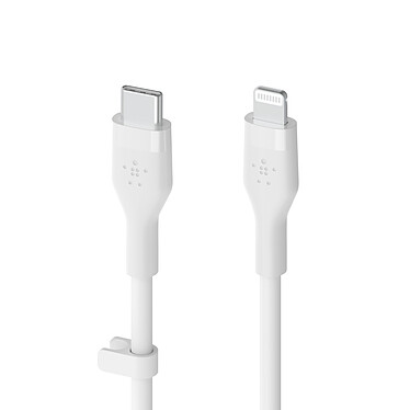Cable Belkin Boost Charge Flex de silicona de USB-C a Lightning (blanco) - 3 m