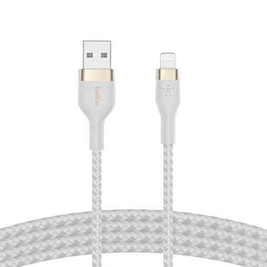 Avis Belkin Boost Charge Pro Flex Câble silicone tressé USB-A vers Lightning (blanc) - 1 m