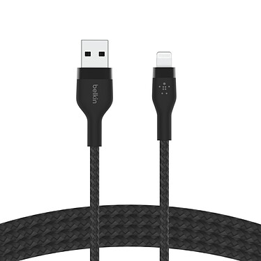Avis Belkin Boost Charge Pro Flex Câble silicone tressé USB-A vers Lightning (noir) - 2 m