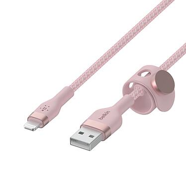 Belkin Boost Charge Pro Flex Câble silicone tressé USB-A vers Lightning (rose) - 1 m pas cher