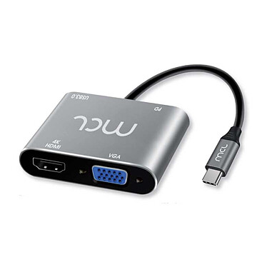 Estación de acoplamiento MCL USB-C a HDMI 4K o VGA con 1 puerto USB-A 3.0 + 1 puerto USB-C PD 60W
