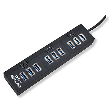 MCL 10 Port USB-A 3.0 Hub - Black