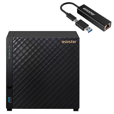 ASUSTOR Drivestor 4 AS1104T + ASUSTOR AS-U2.5G2  Barebone Serveur NAS 4 baies - Realtek RTD1296 1 Go DDR4 LAN 2.5 GbE + Adaptateur 2.5 GbE sur port USB